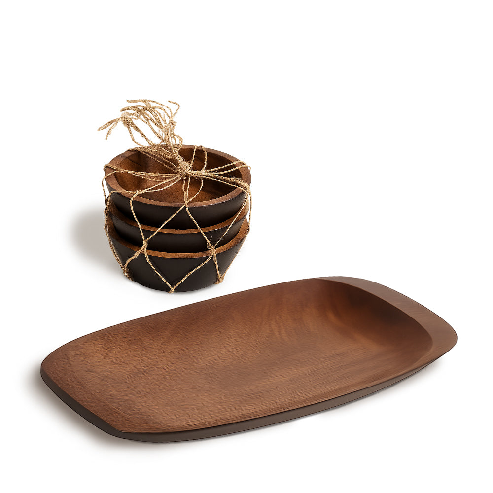 Set Copetineros Cónicos + Rectangular Acacia Manila