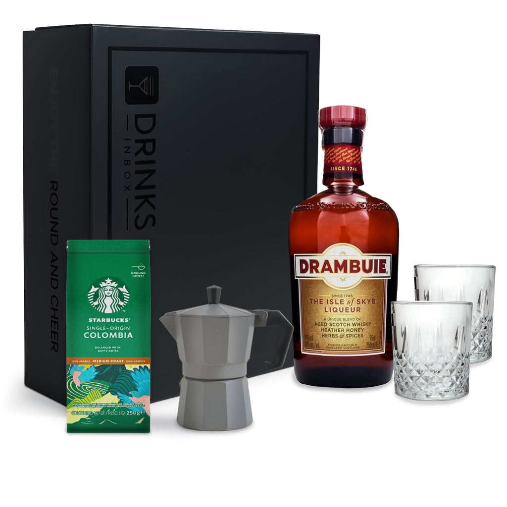 Black Box Nro 338 - Licor Drambuie + Vasos + Cafetera Italiana + Café Starbucks