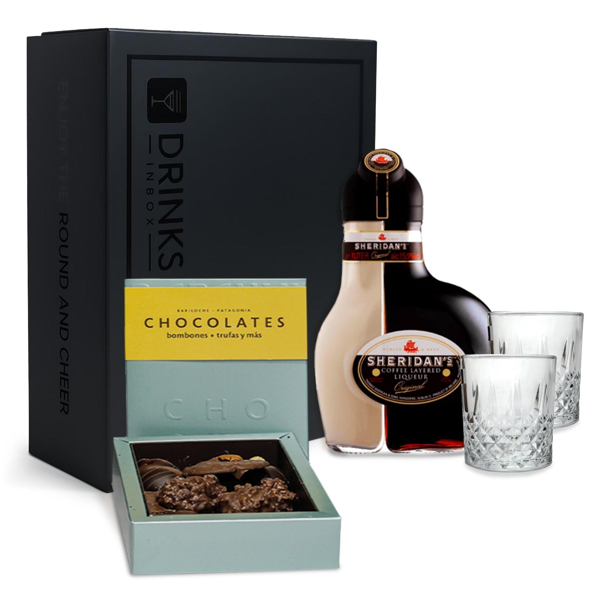 Black Box - Licor Sheridan's + Vasos + Chocolates Rapanui